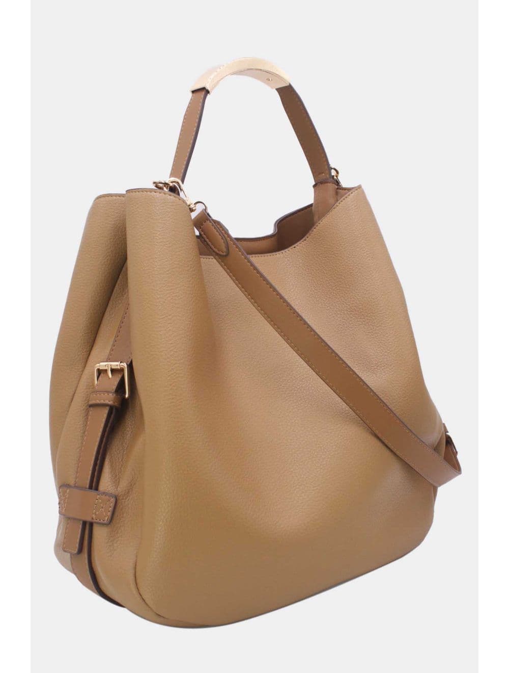 Sac Hobo Souple Polyvalent avec Détail Métallique Doré 25B-6355-Camel — vue 2