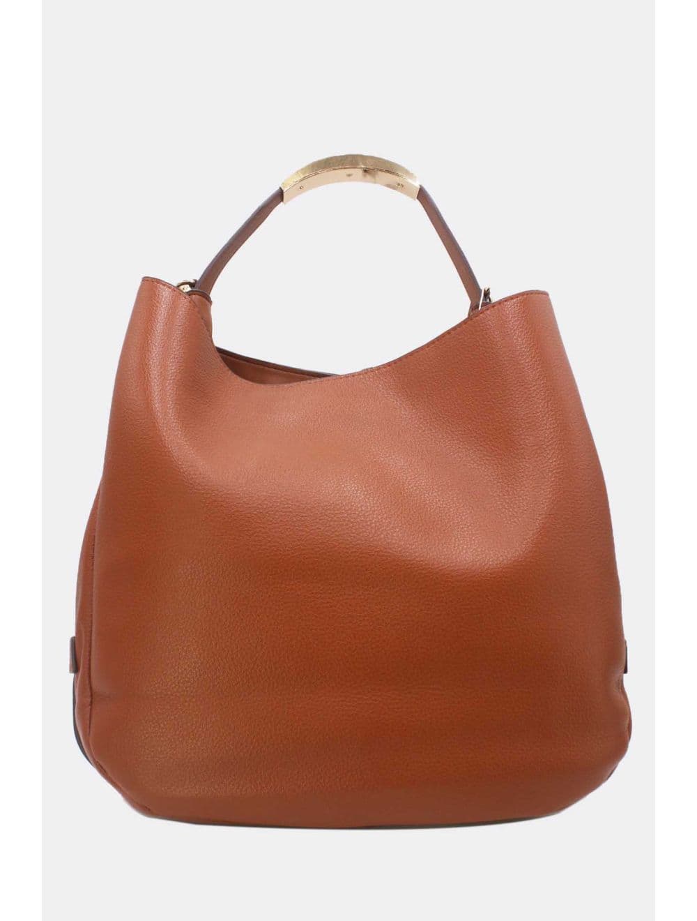 Sac Hobo Souple Polyvalent avec Détail Métallique Doré 25B-6355-Marron — vue 3