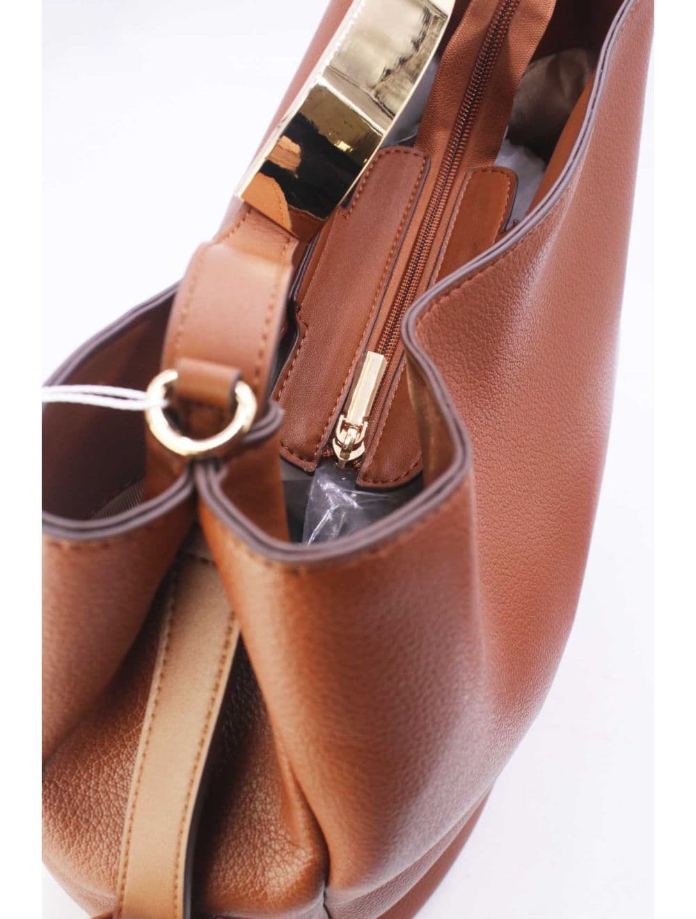 Sac Hobo Souple Polyvalent avec Détail Métallique Doré 25B-6355-Marron — vue 5