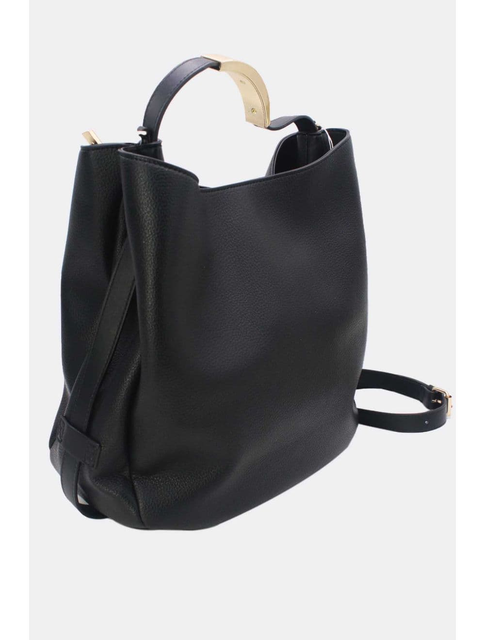 Sac Hobo Souple Polyvalent avec Détail Métallique Doré 25B-6355-Noir — vue 3