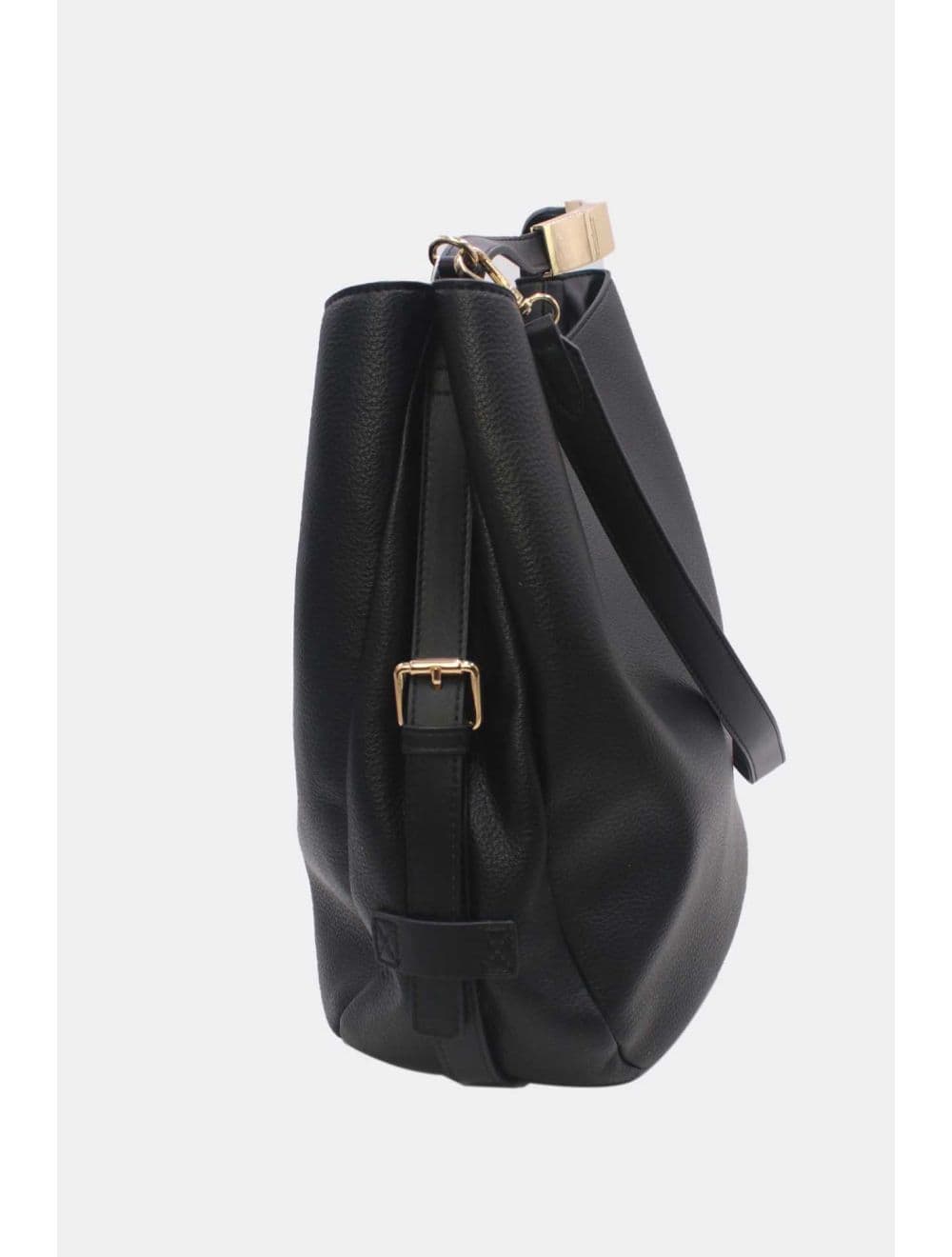 Sac Hobo Souple Polyvalent avec Détail Métallique Doré 25B-6355-Noir — vue 6