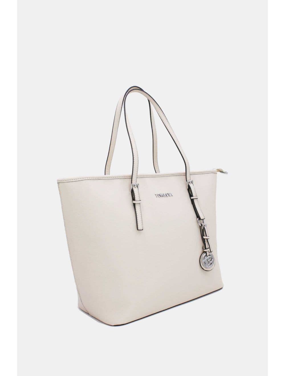 Cabas Classique Effet Cuir Rigide 6228F-SS26-Silver detail-Beige — vue 2