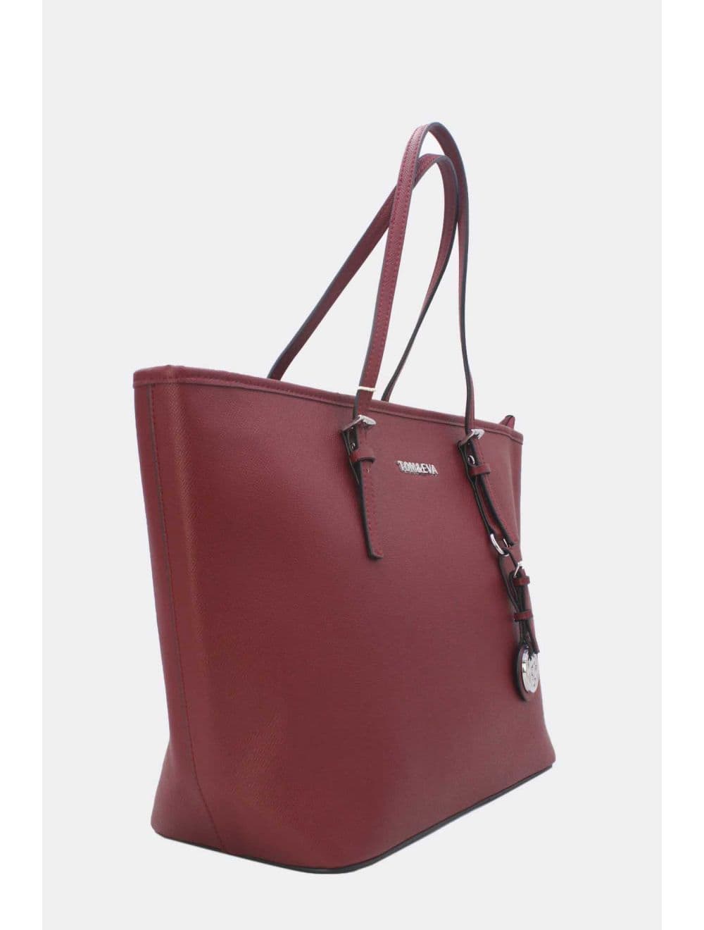 Cabas Classique Effet Cuir Rigide 6228F-SS26-Silver detail-Bordeaux — vue 2