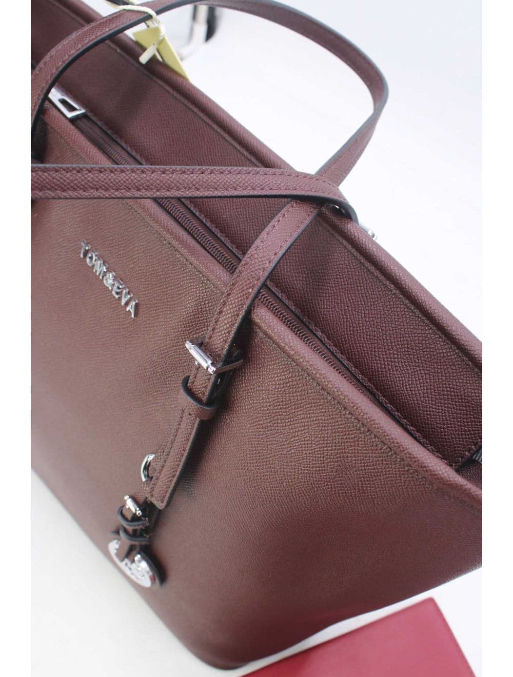 Cabas Classique Effet Cuir Rigide 6228F-SS26-Silver detail-Café — vue 4