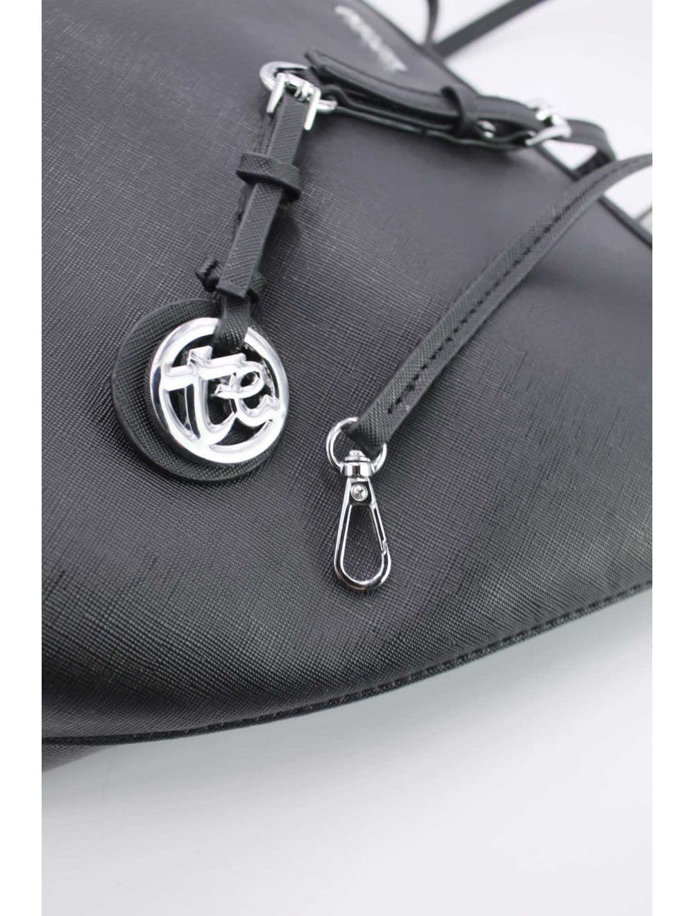 Cabas Classique Effet Cuir Rigide 6228F-SS26-Silver detail-Noir — vue 4