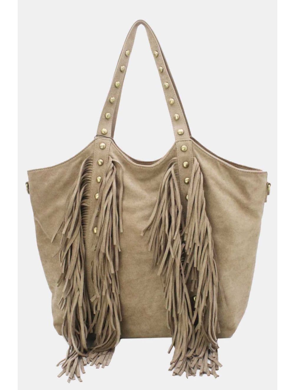 Cabas Frange à Velours et Clouté 25B-6177-Bone