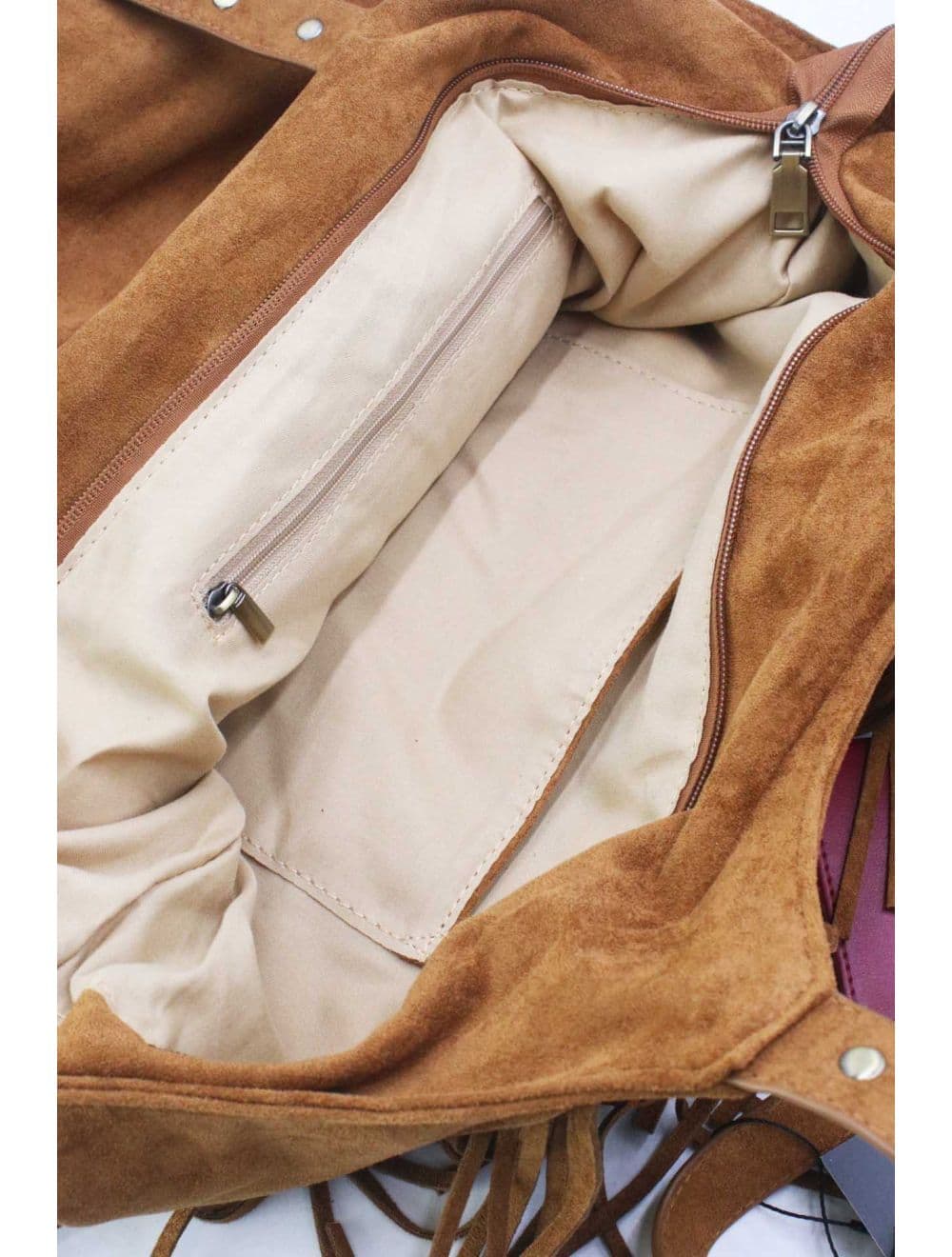 Cabas Frange à Velours et Clouté 25B-6177-Marron — vue 3