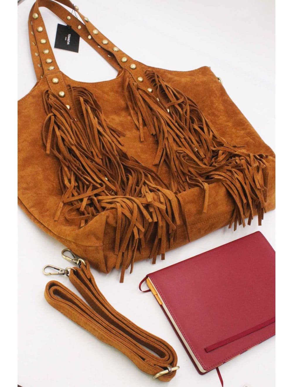 Cabas Frange à Velours et Clouté 25B-6177-Marron — vue 4
