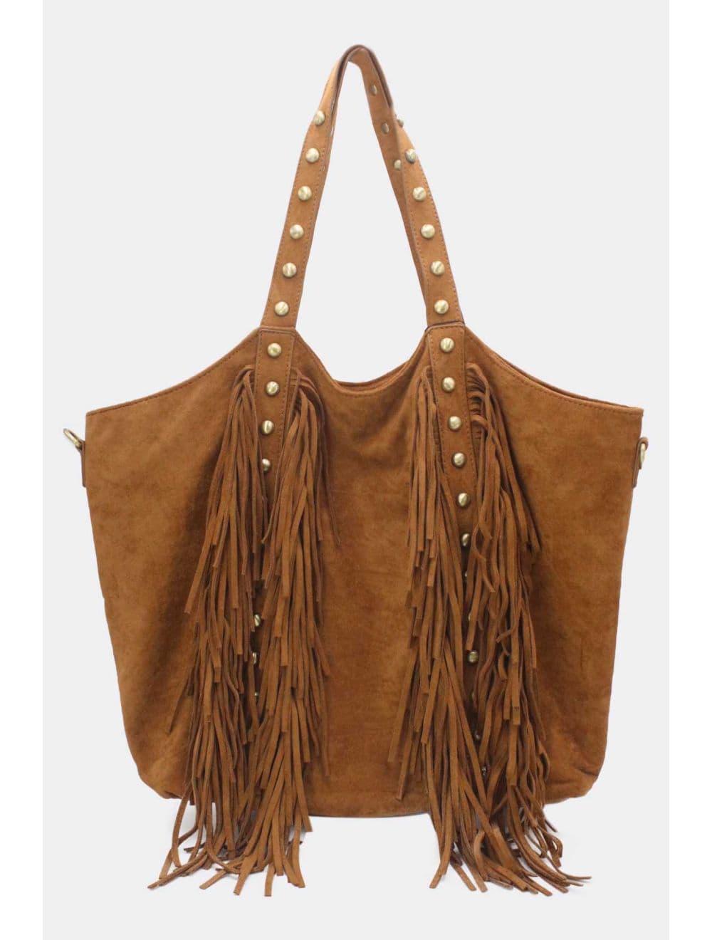 Cabas Frange à Velours et Clouté 25B-6177-Marron — vue 5