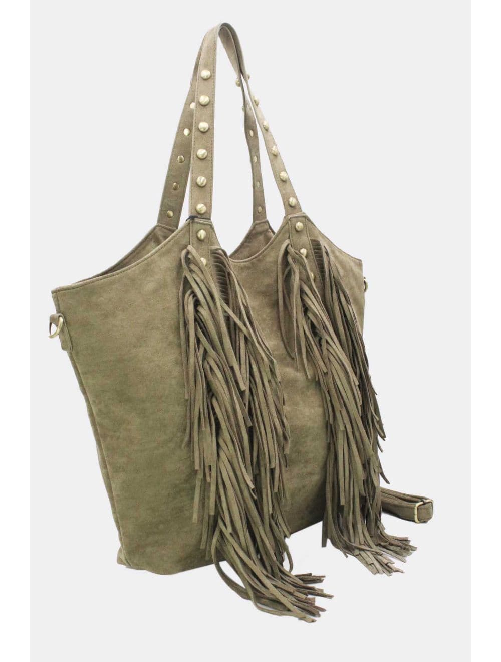 Cabas Frange à Velours et Clouté 25B-6177-Vert — vue 3