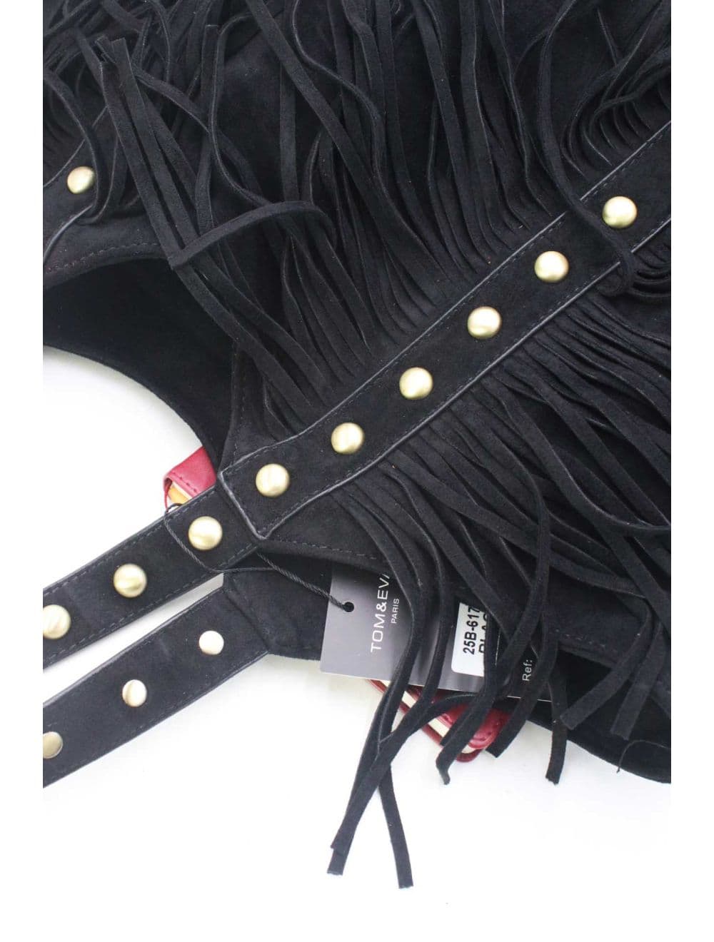 Cabas Frange à Velours et Clouté 25B-6177-Noir