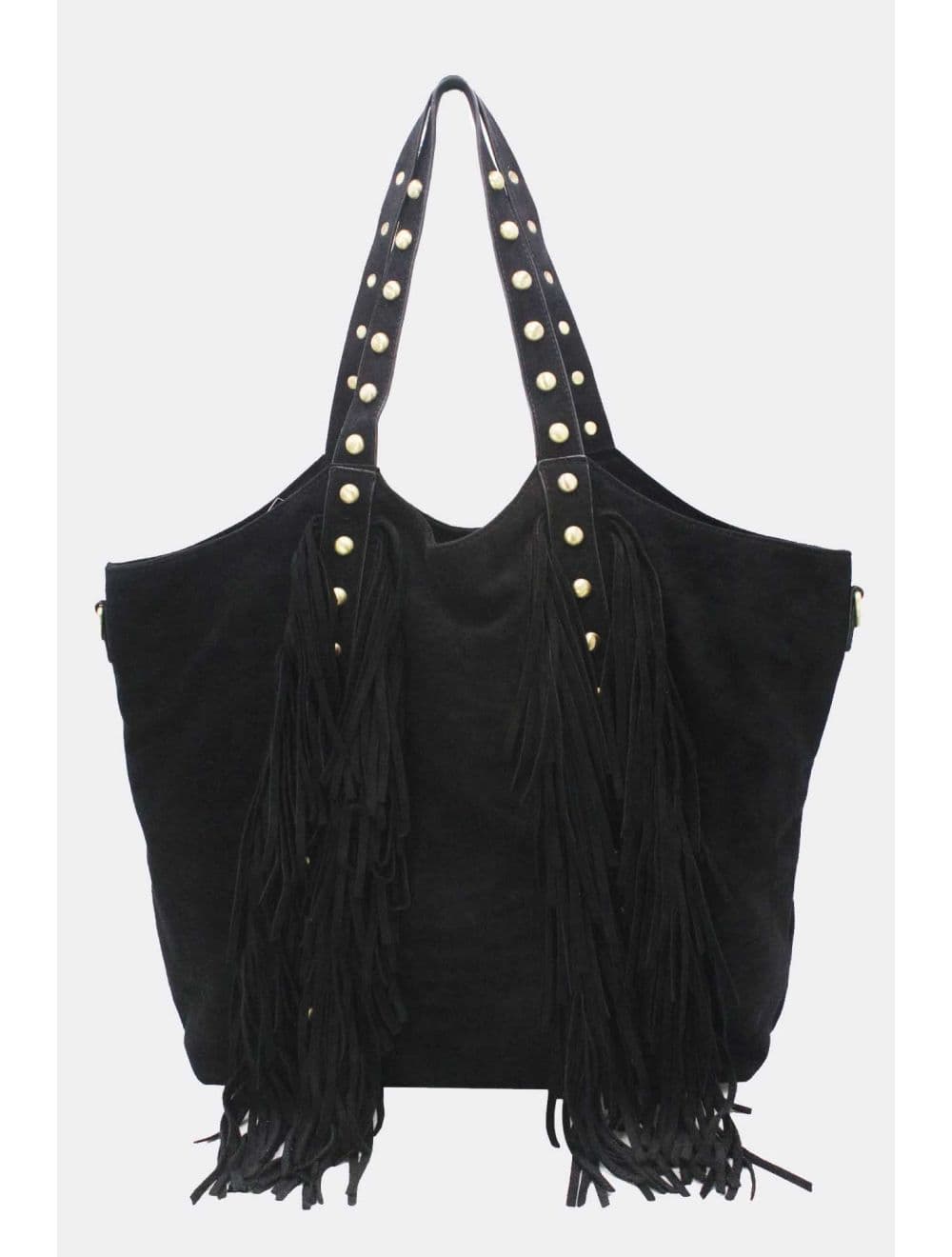 Cabas Frange à Velours et Clouté 25B-6177-Noir — vue 3