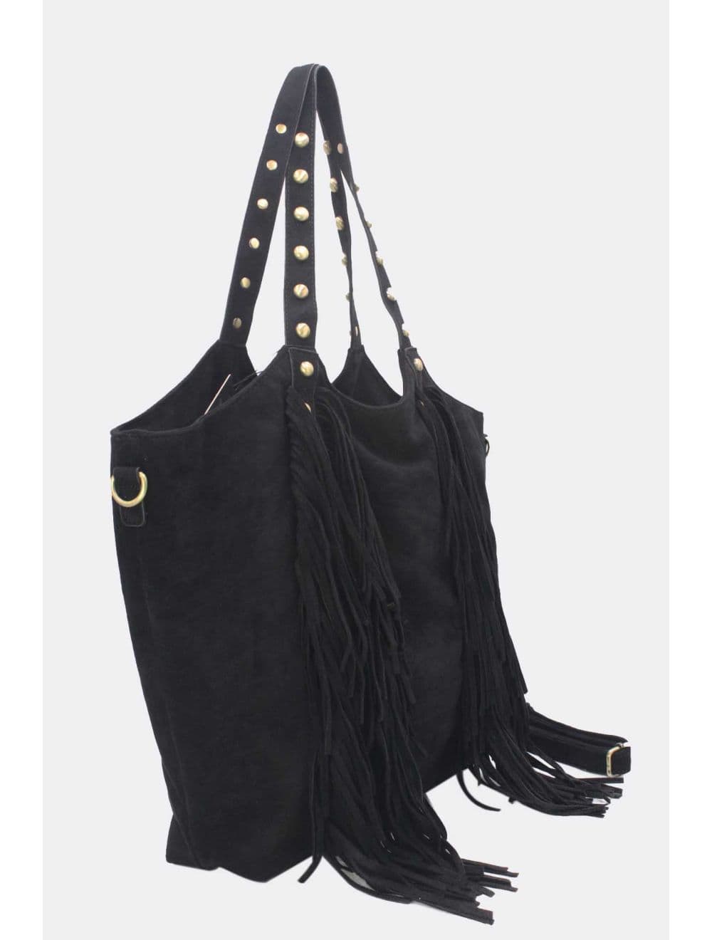 Cabas Frange à Velours et Clouté 25B-6177-Noir — vue 4