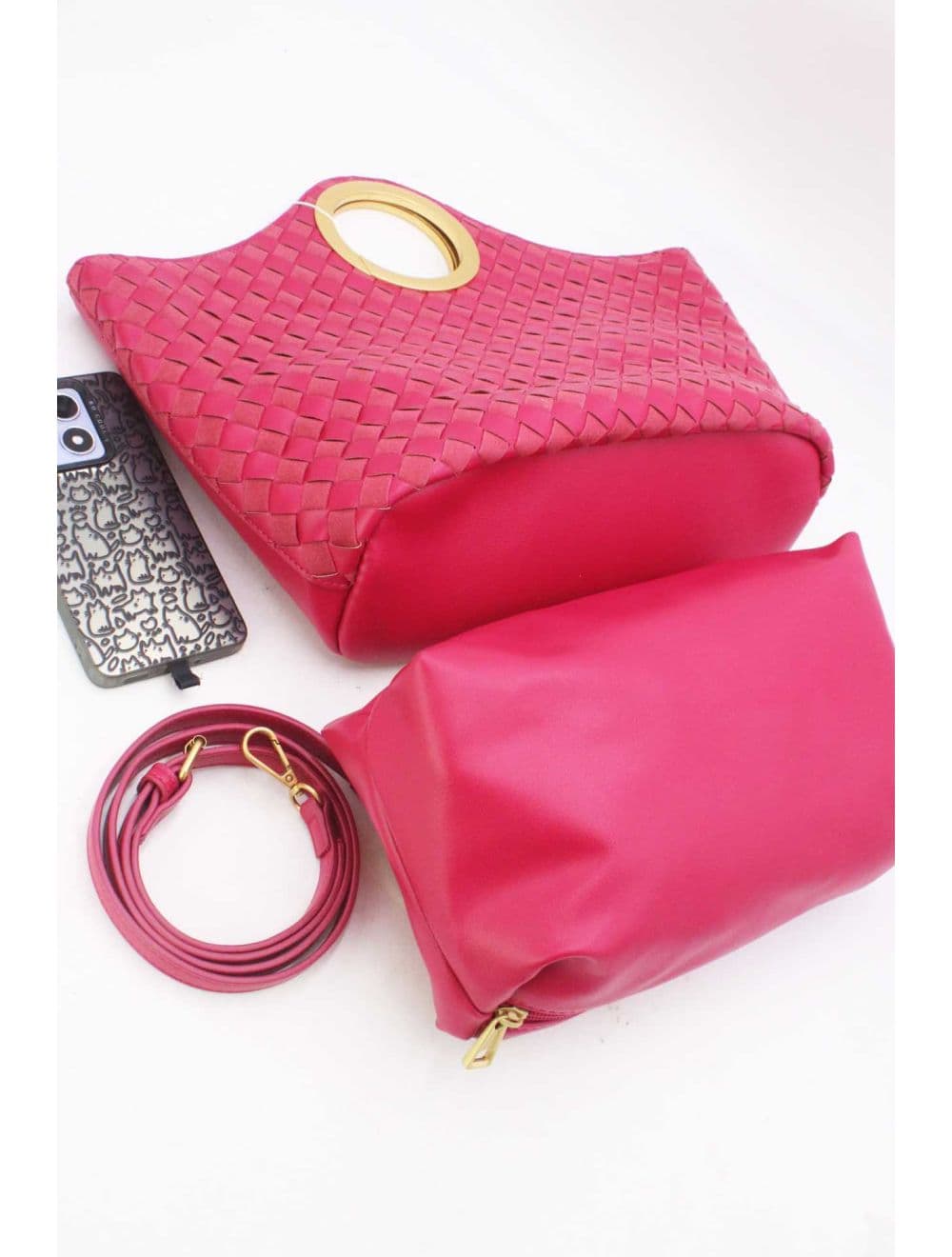 Sac Cabas Tressé Bimatière 25B-6202-Fushia — vue 4