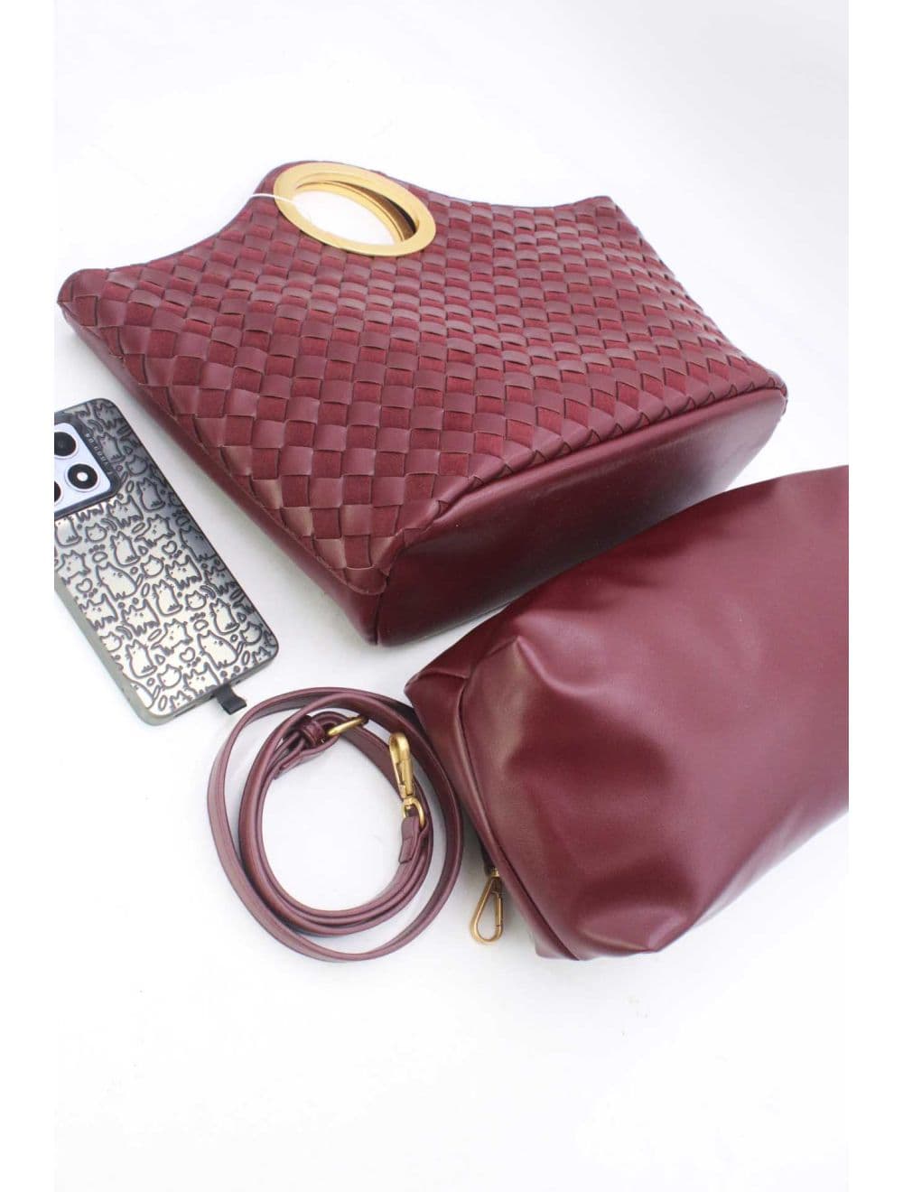 Sac Cabas Tressé Bimatière 25B-6202-Bordeaux — vue 4
