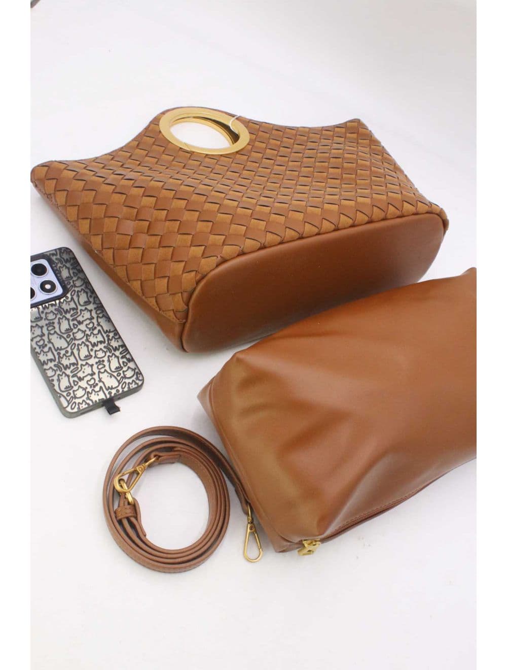 Sac Cabas Tressé Bimatière 25B-6202-Camel — vue 4