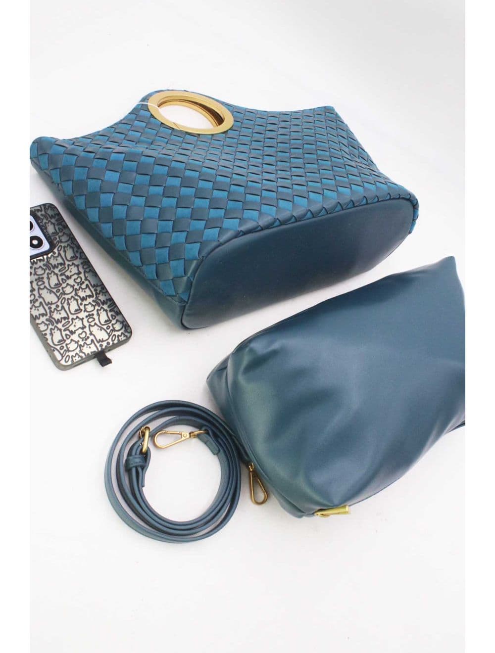 Sac Cabas Tressé Bimatière 25B-6202-Bleu — vue 4