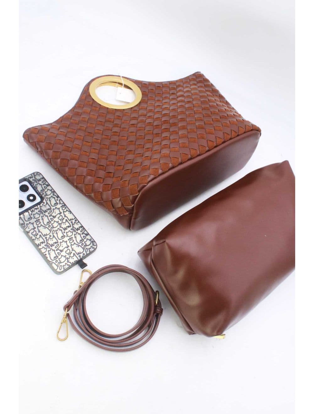 Sac Cabas Tressé Bimatière 25B-6202-Café — vue 5