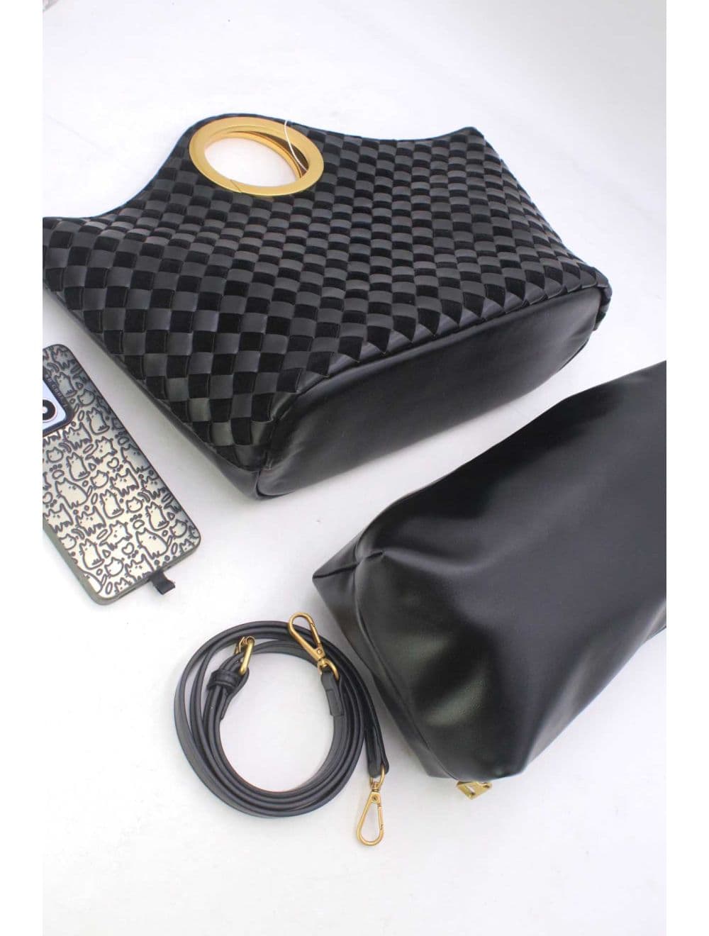 Sac Cabas Tressé Bimatière 25B-6202-Noir — vue 5