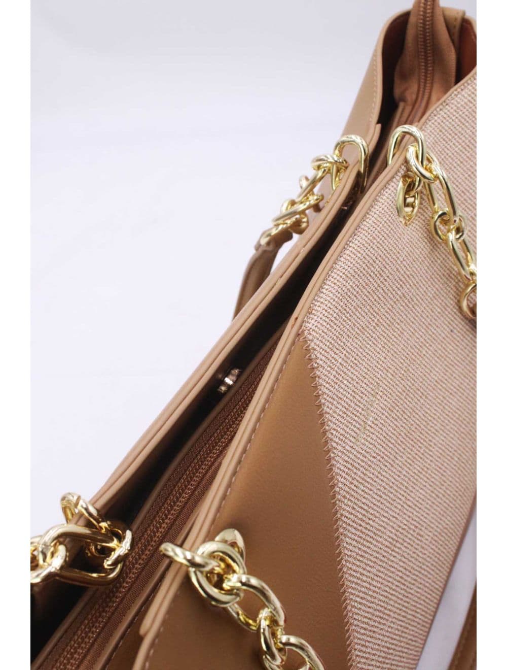 Sac Cabas Patchwork Effet Tissu 25B-6191-Abricot — vue 5