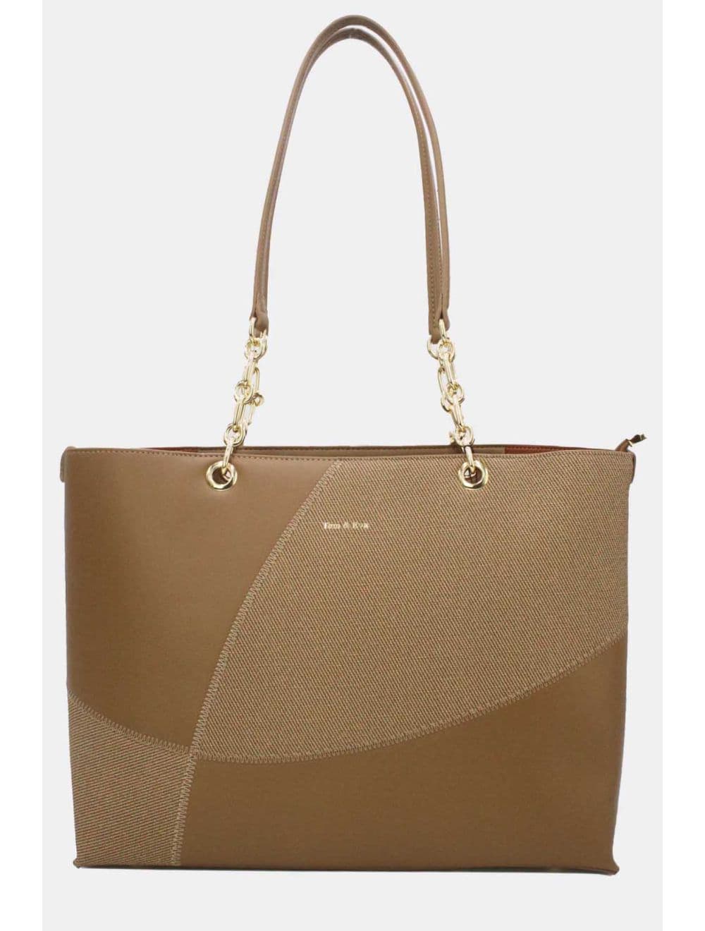 Sac Cabas Patchwork Effet Tissu 25B-6191-Kaki — vue 2