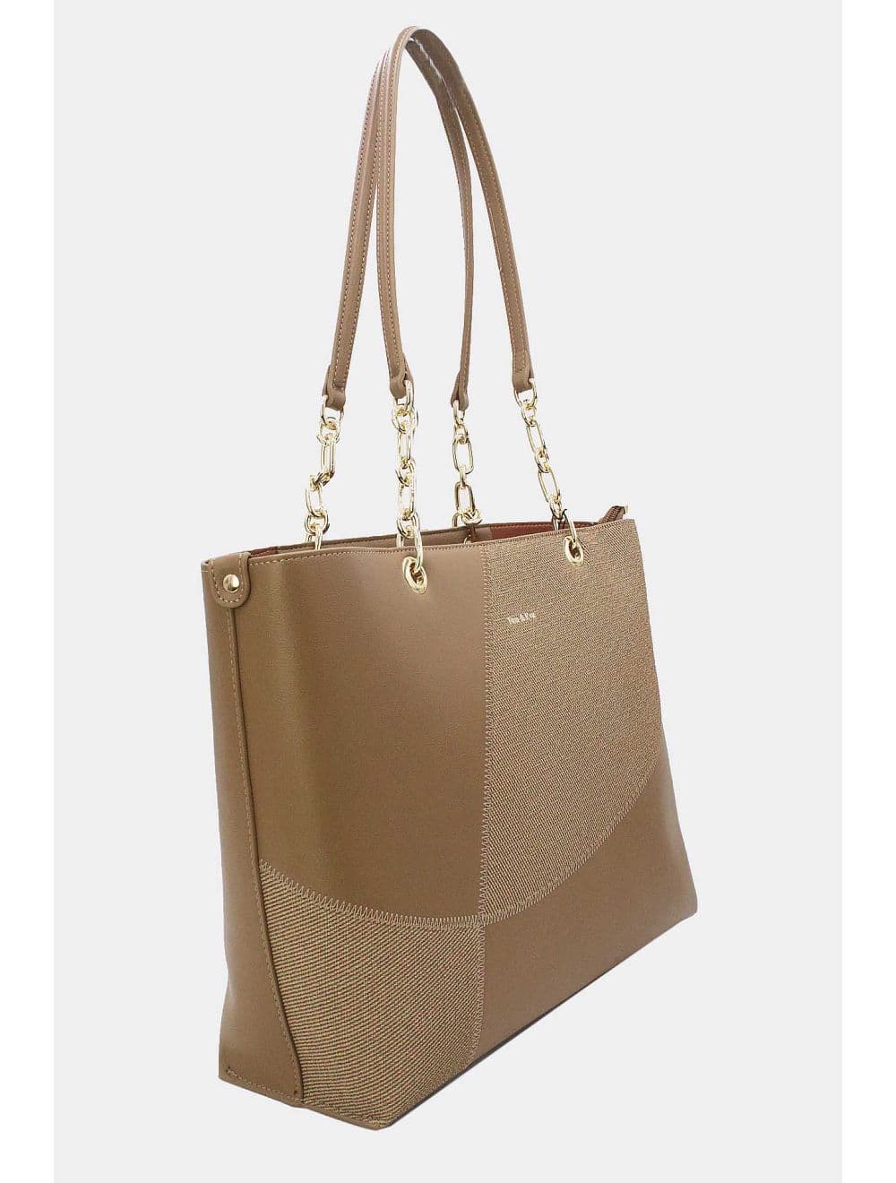 Sac Cabas Patchwork Effet Tissu 25B-6191-Kaki — vue 3