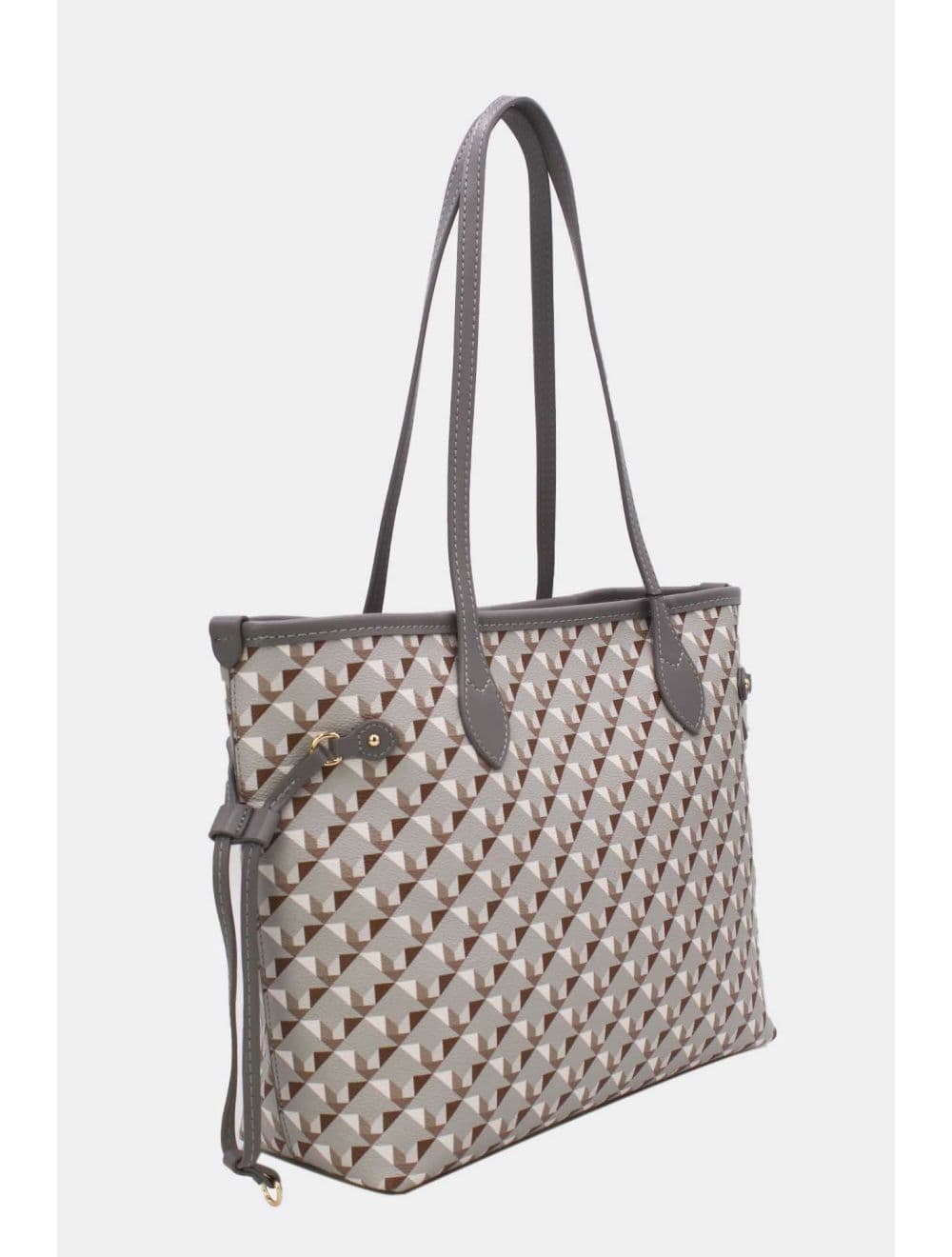 Sac Cabas Motif Géométrique 23B-5810-Gris — vue 3