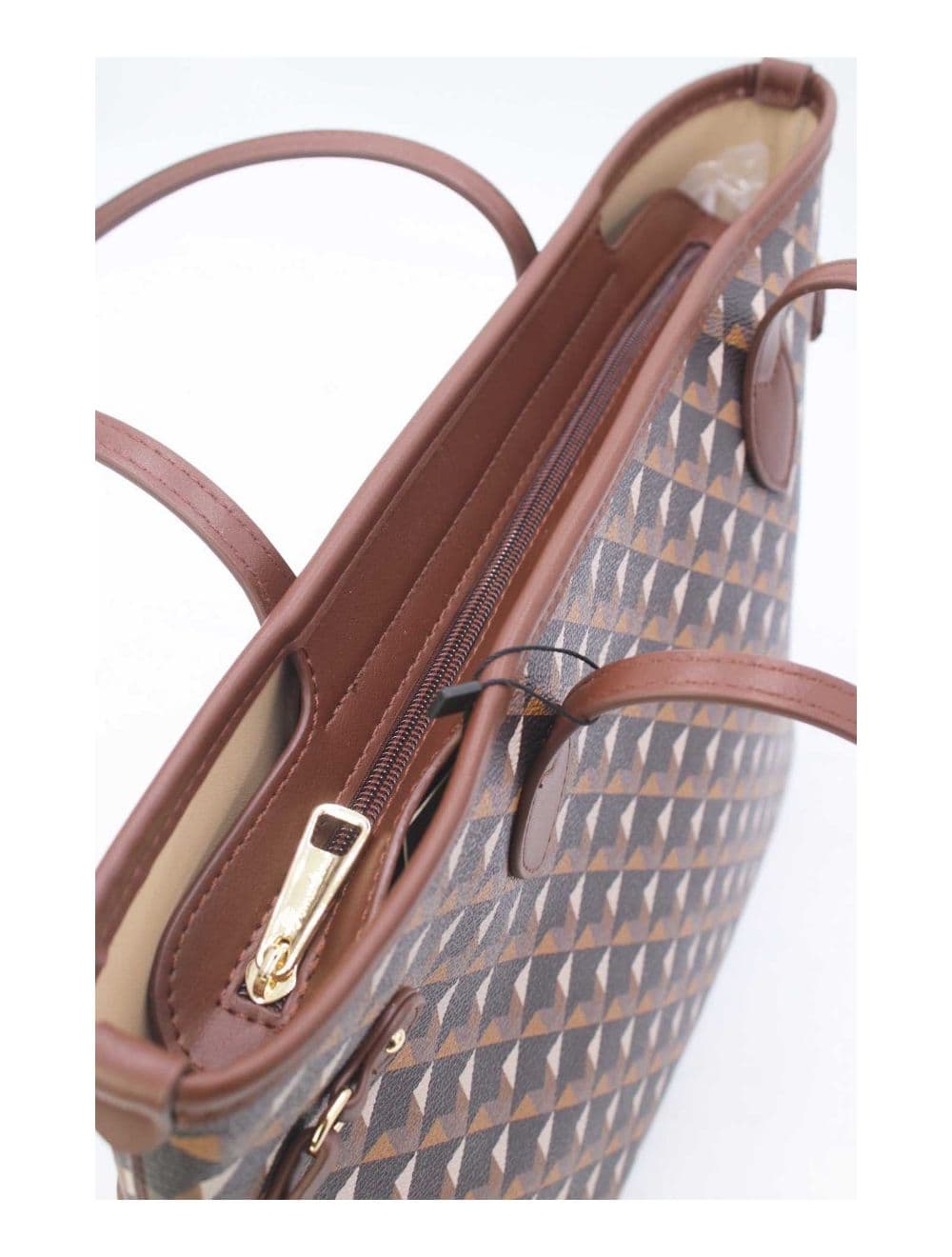 Sac Cabas Motif Géométrique 23B-5810-Café — vue 4