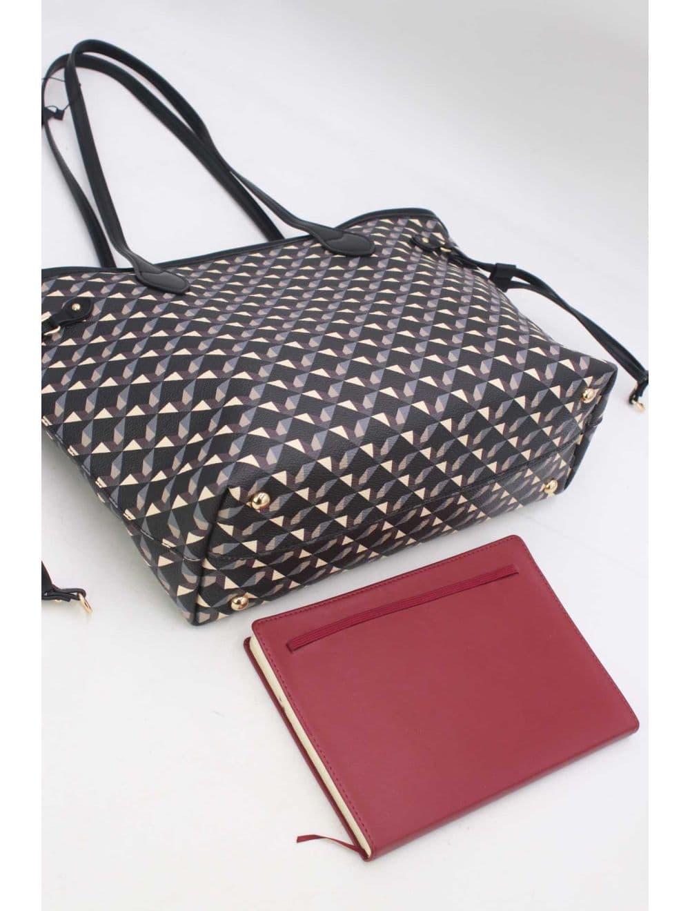 Sac Cabas Motif Géométrique 23B-5810-Noir — vue 4