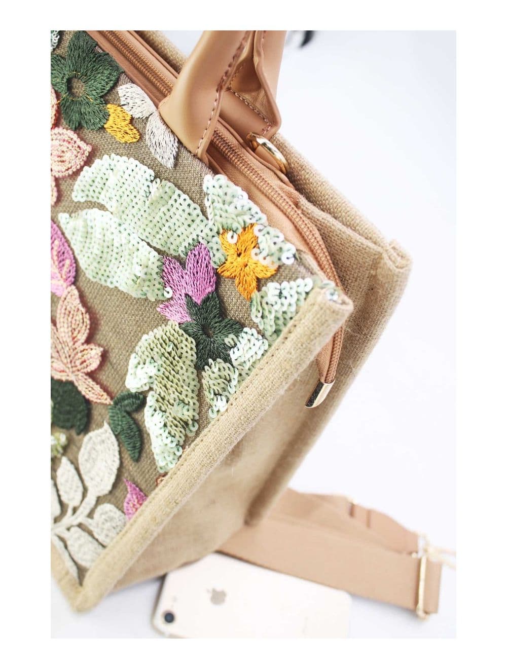 Sac Cabas Paillettes et Broderie 24P-5984-Vert