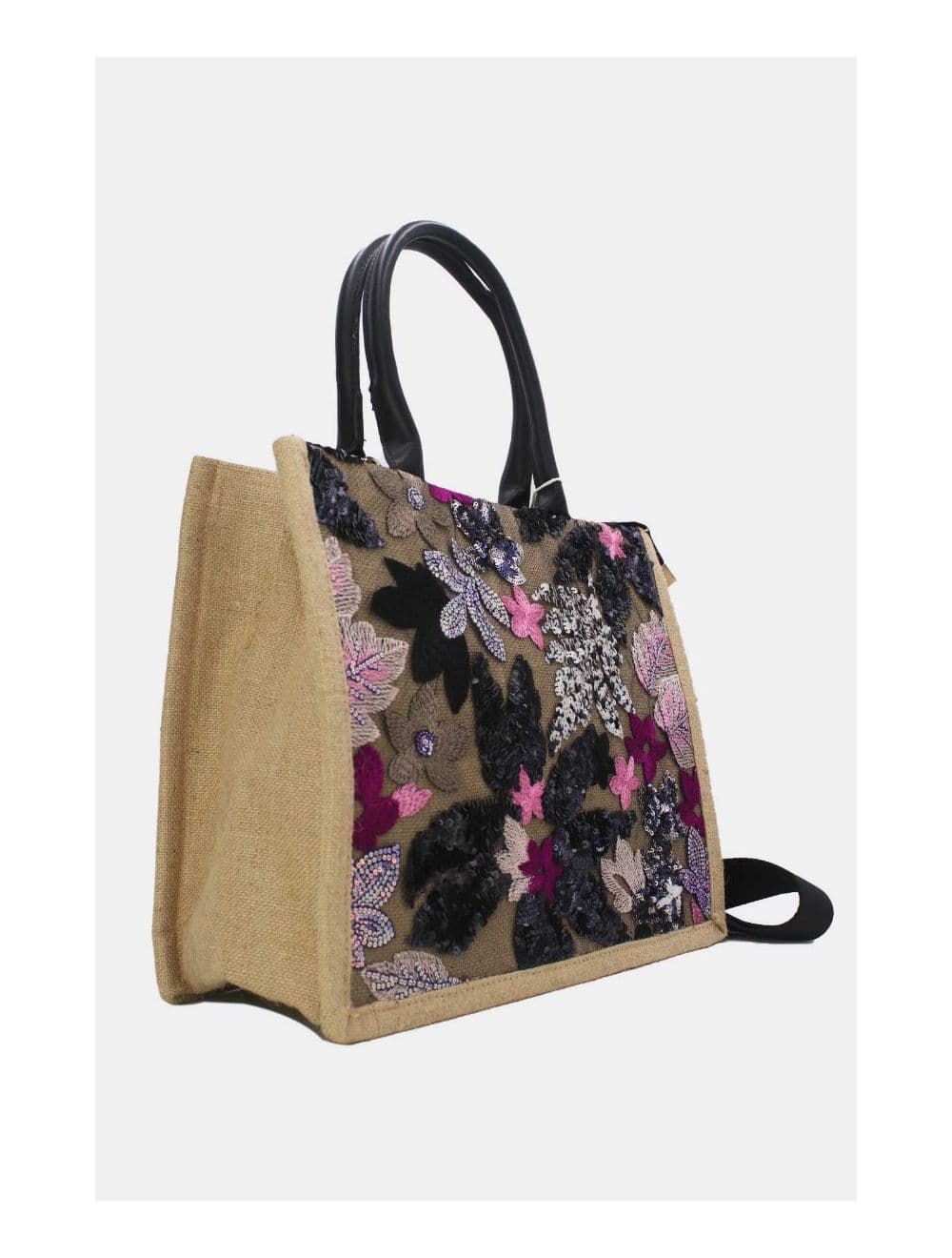 Sac Cabas Paillettes et Broderie 24P-5984-Noir — vue 3