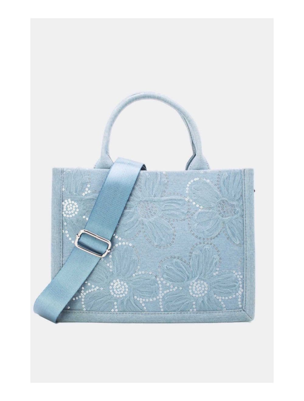 Medium Sac Cabas Jeans En Fleurs 24P-5879-L.Blue — vue 2