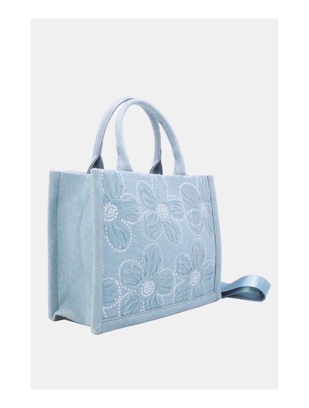 Medium Sac Cabas Jeans En Fleurs 24P-5879-L.Blue — vue 3