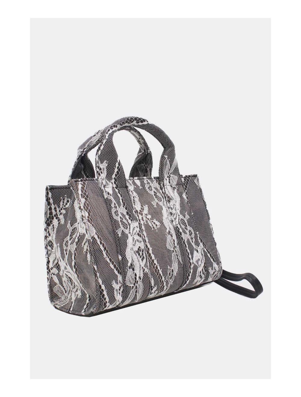 Petit Sac Cabas Jeans En Dentelle 24P-5877-Lace/Black — vue 3