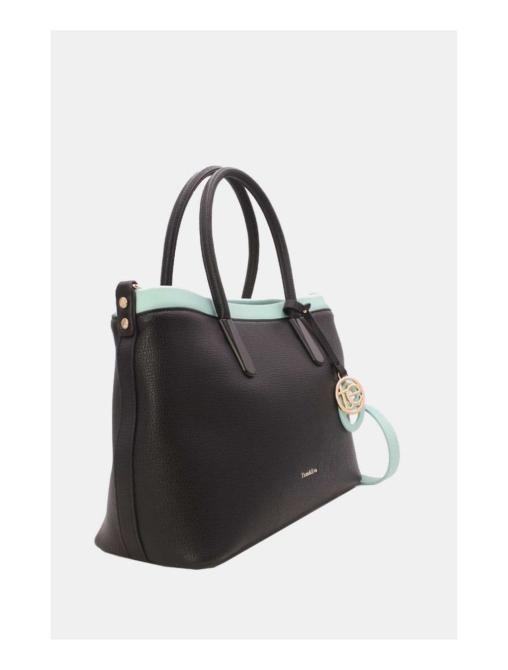 Sac Cabas Bicolore Avec Pendentif 23B-5827-Black/SkyBlue — vue 3