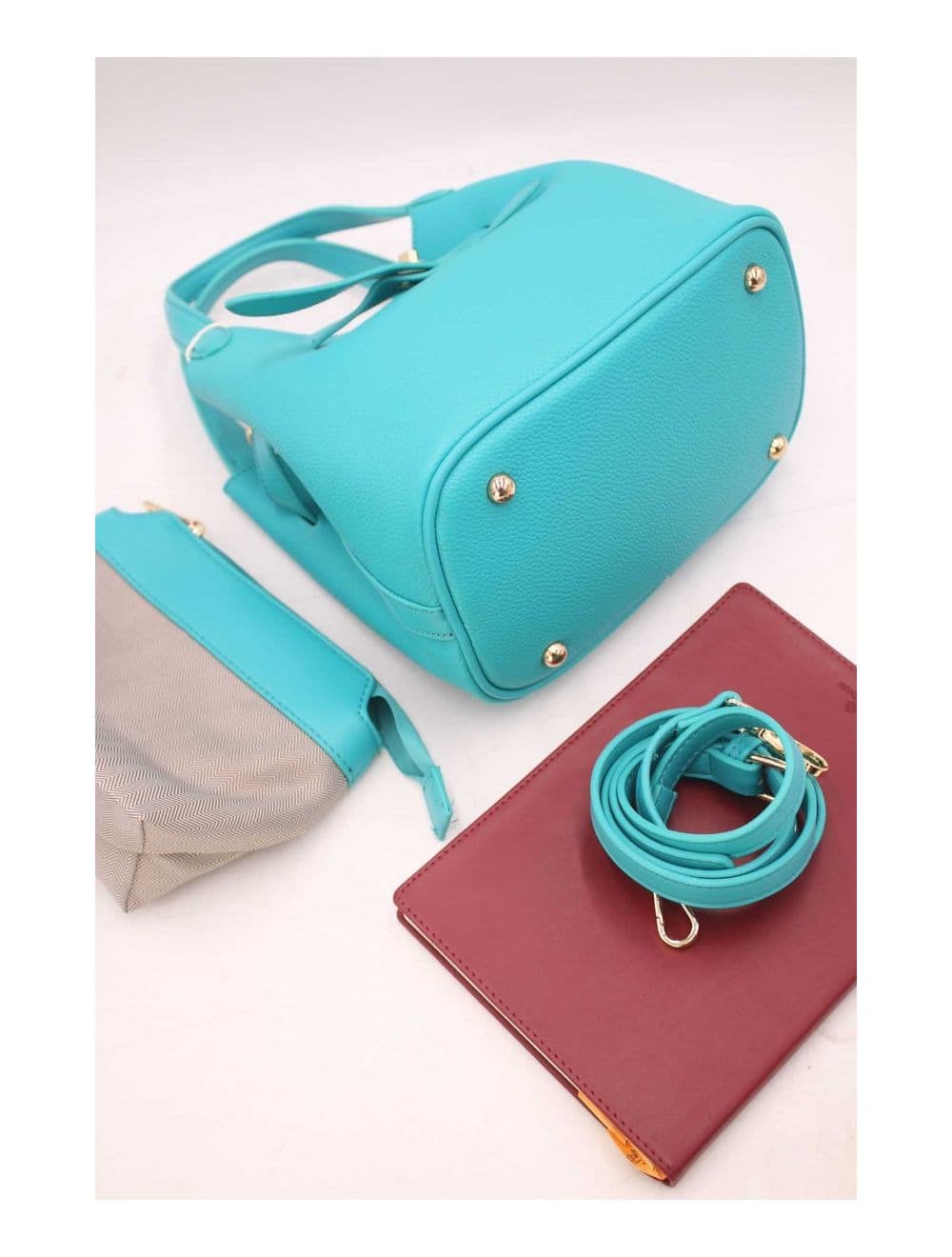 Ensemble 2Pcs Sac Hobo Effet Grainé 6974-Bleu