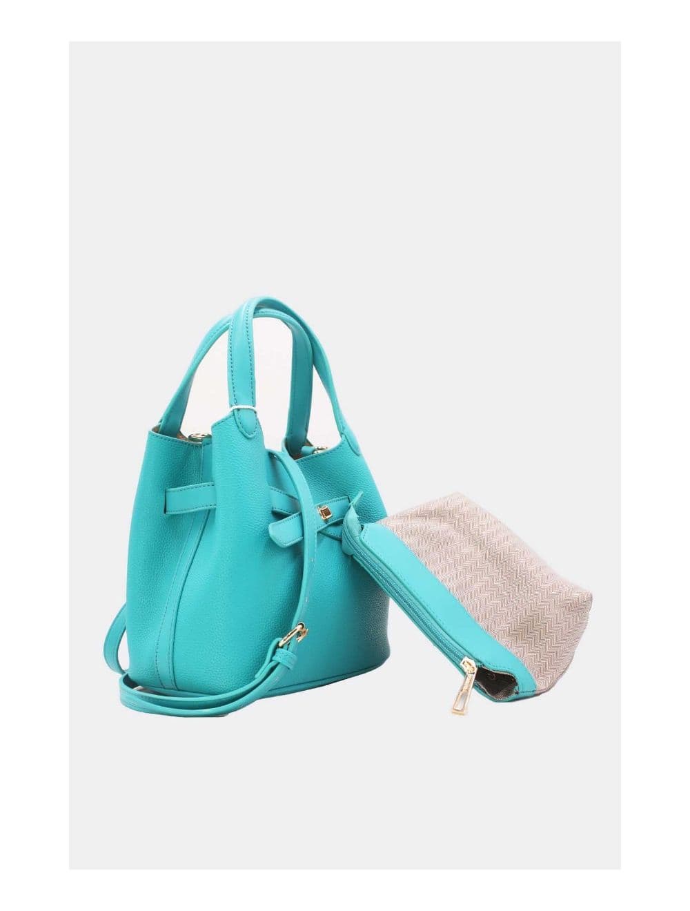Ensemble 2Pcs Sac Hobo Effet Grainé 6974-Bleu — vue 3