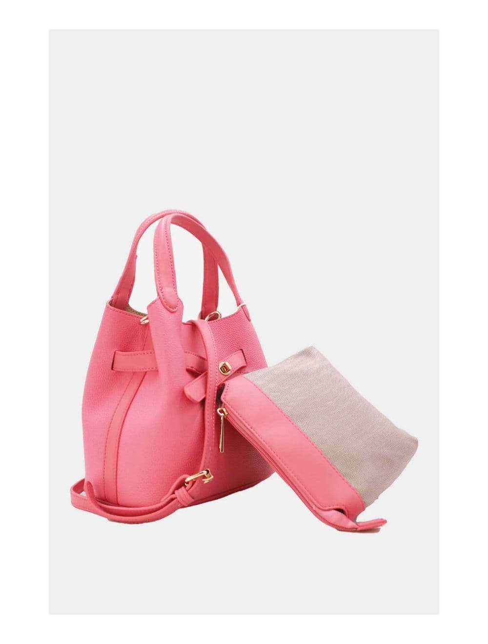 Ensemble 2Pcs Sac Hobo Effet Grainé 6974-Pink — vue 3