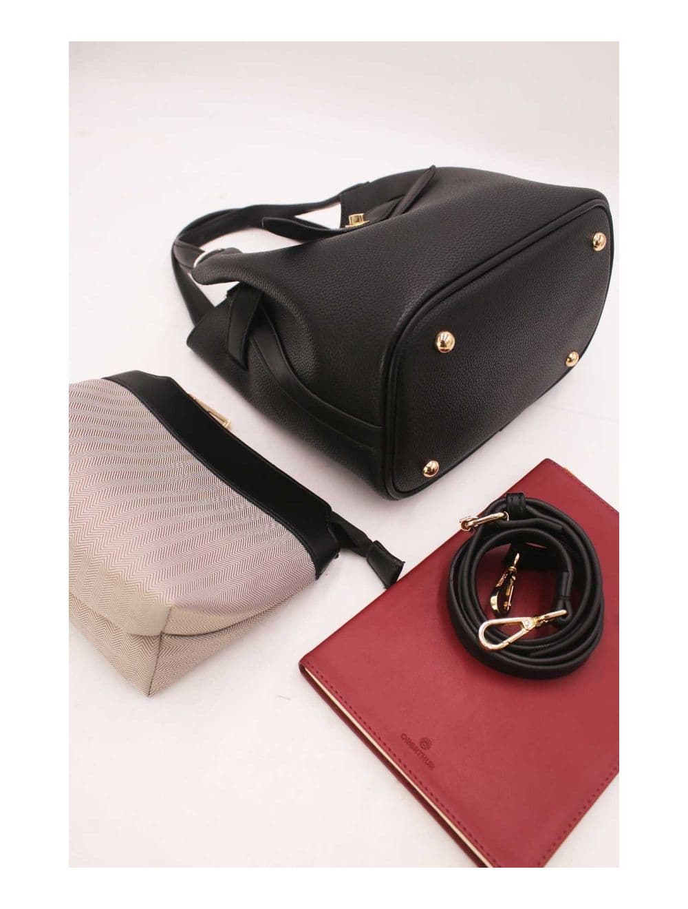 Ensemble 2Pcs Sac Hobo Effet Grainé 6974-Noir