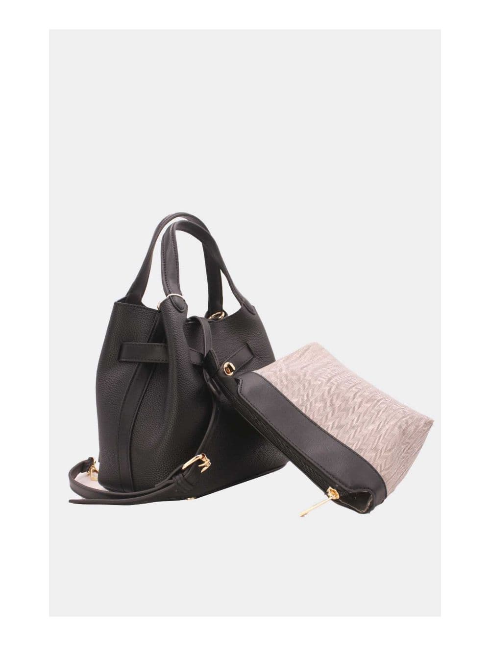 Ensemble 2Pcs Sac Hobo Effet Grainé 6974-Noir — vue 3