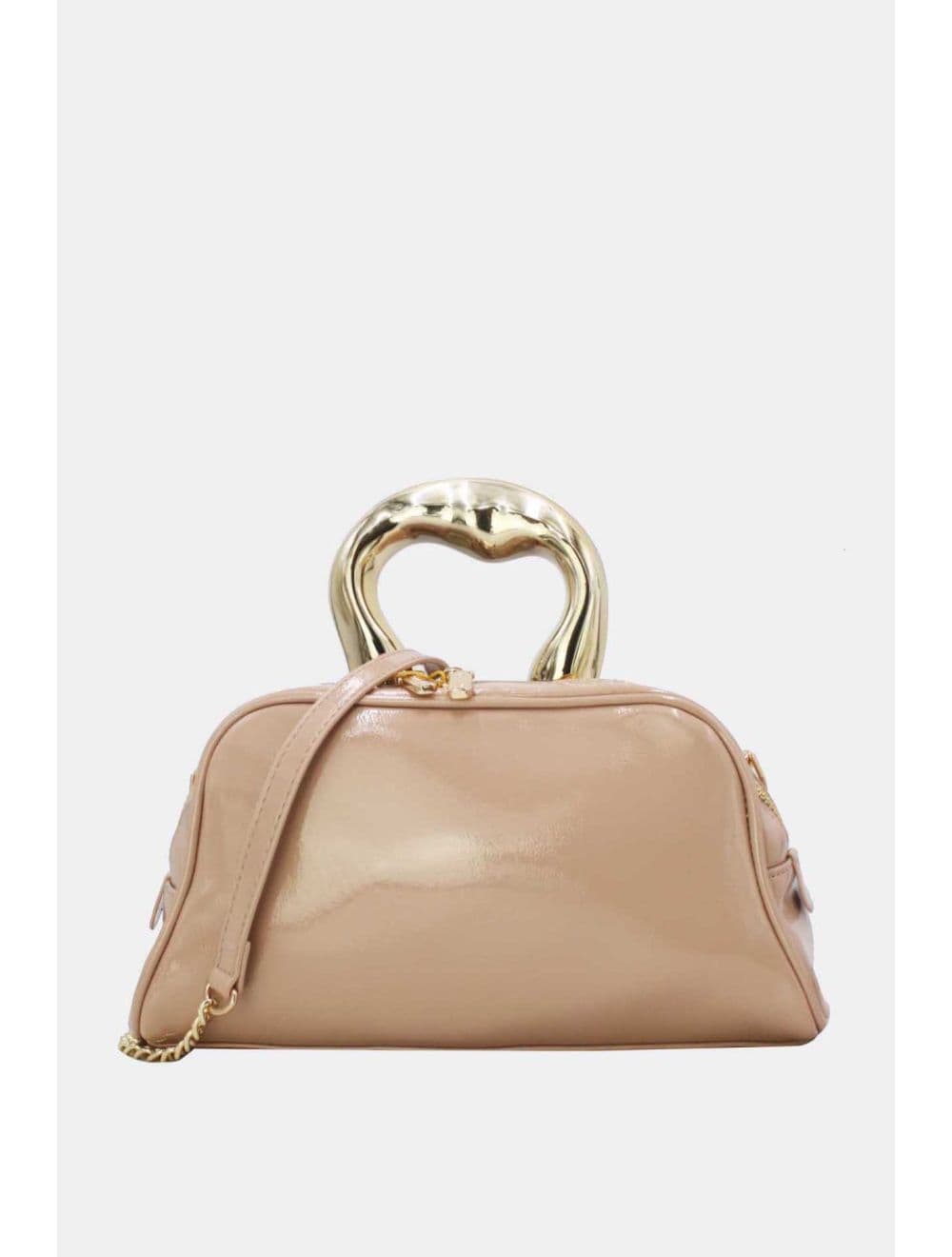 Petit Sac à Main Avec Poignée Forme De Cœur Dorée 25P-6322-Nude