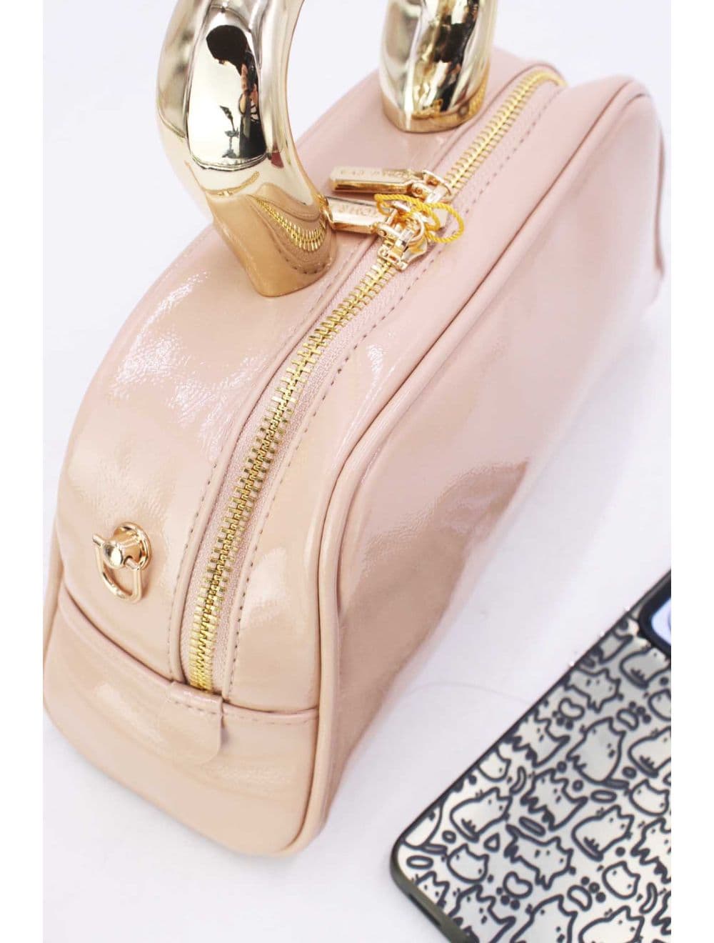 Petit Sac à Main Avec Poignée Forme De Cœur Dorée 25P-6322-Nude — vue 5