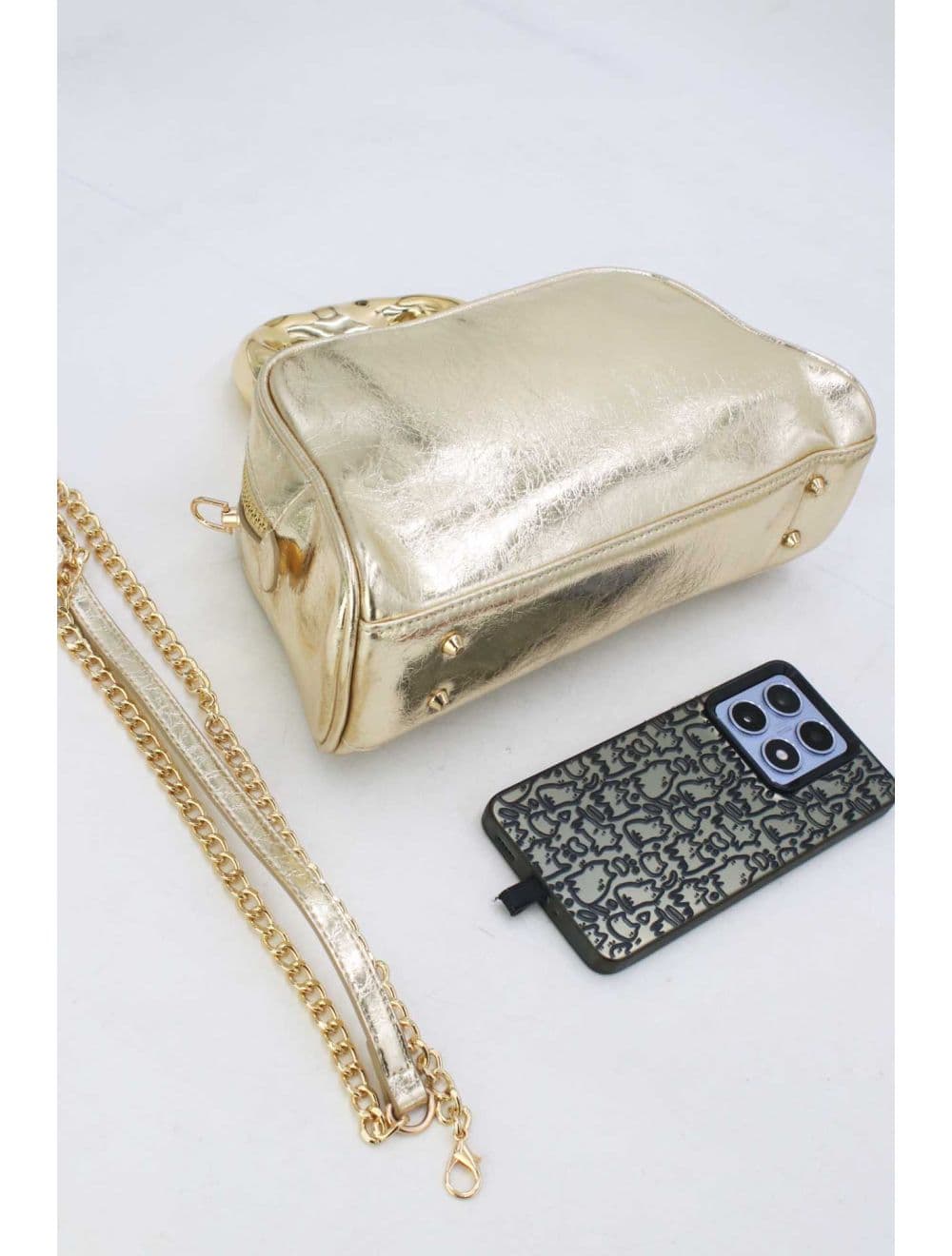 Petit Sac à Main Avec Poignée Forme De Cœur Dorée 25P-6322-Or — vue 4