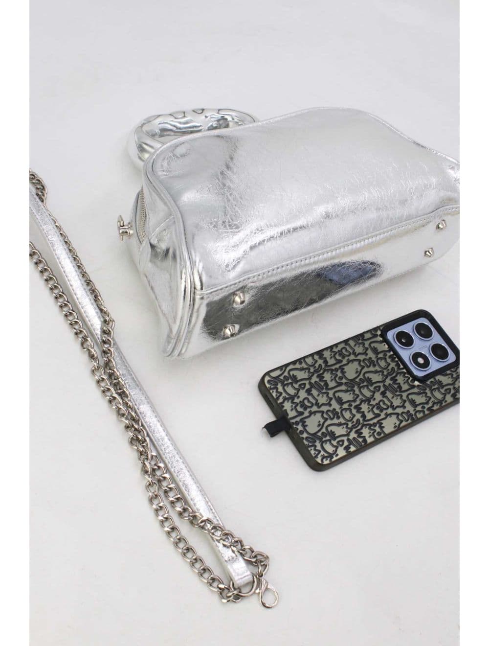 Petit Sac à Main Avec Poignée Forme De Cœur Dorée 25P-6322-Argent — vue 4
