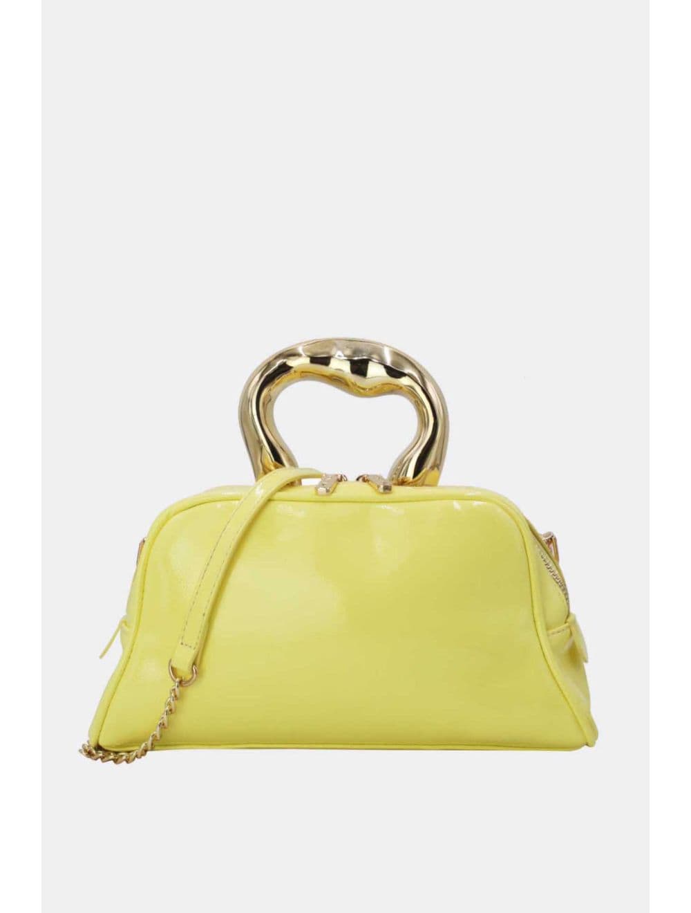 Petit Sac à Main Avec Poignée Forme De Cœur Dorée 25P-6322-Jaune