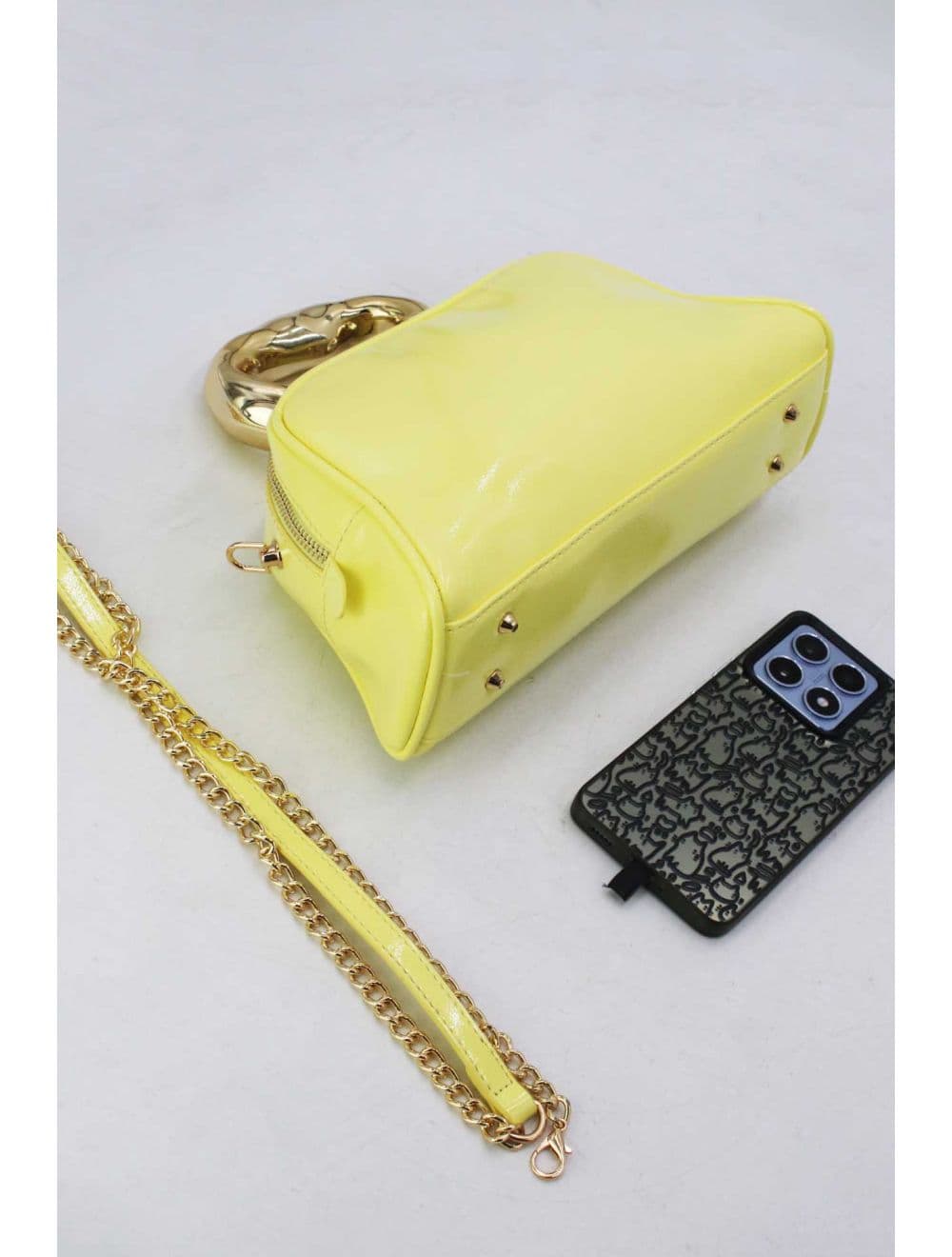 Petit Sac à Main Avec Poignée Forme De Cœur Dorée 25P-6322-Jaune — vue 4