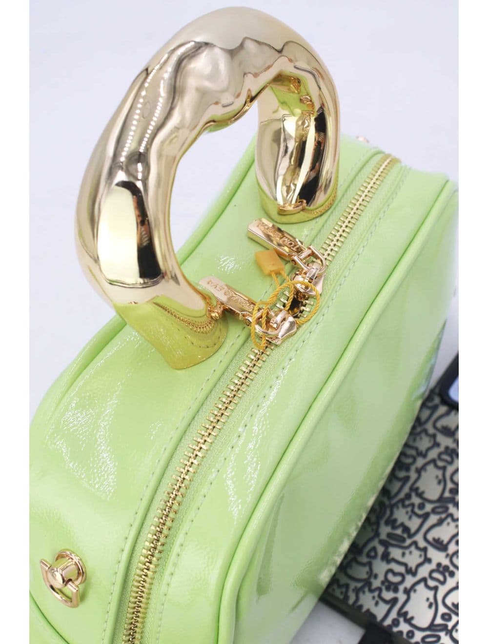 Petit Sac à Main Avec Poignée Forme De Cœur Dorée 25P-6322-Vert — vue 5