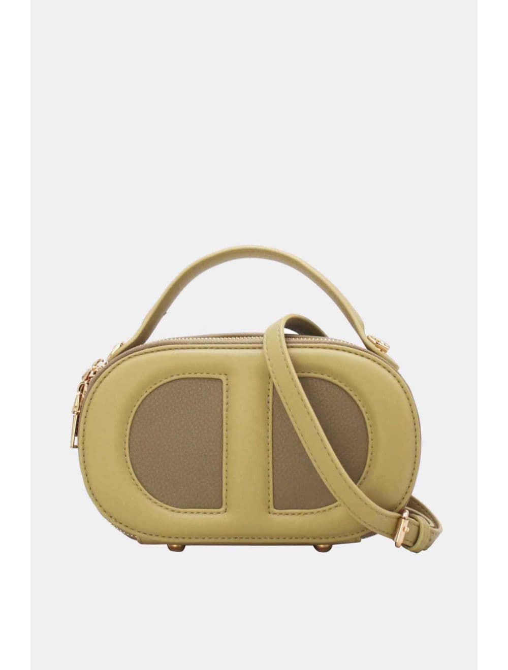 Mini Sac à Main Boîte Effet Cuir Et Tissu RÉASSORT 24P-5998-Taupe/Yellow