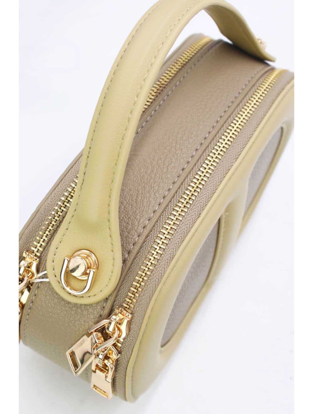 Mini Sac à Main Boîte Effet Cuir Et Tissu RÉASSORT 24P-5998-Taupe/Yellow — vue 5