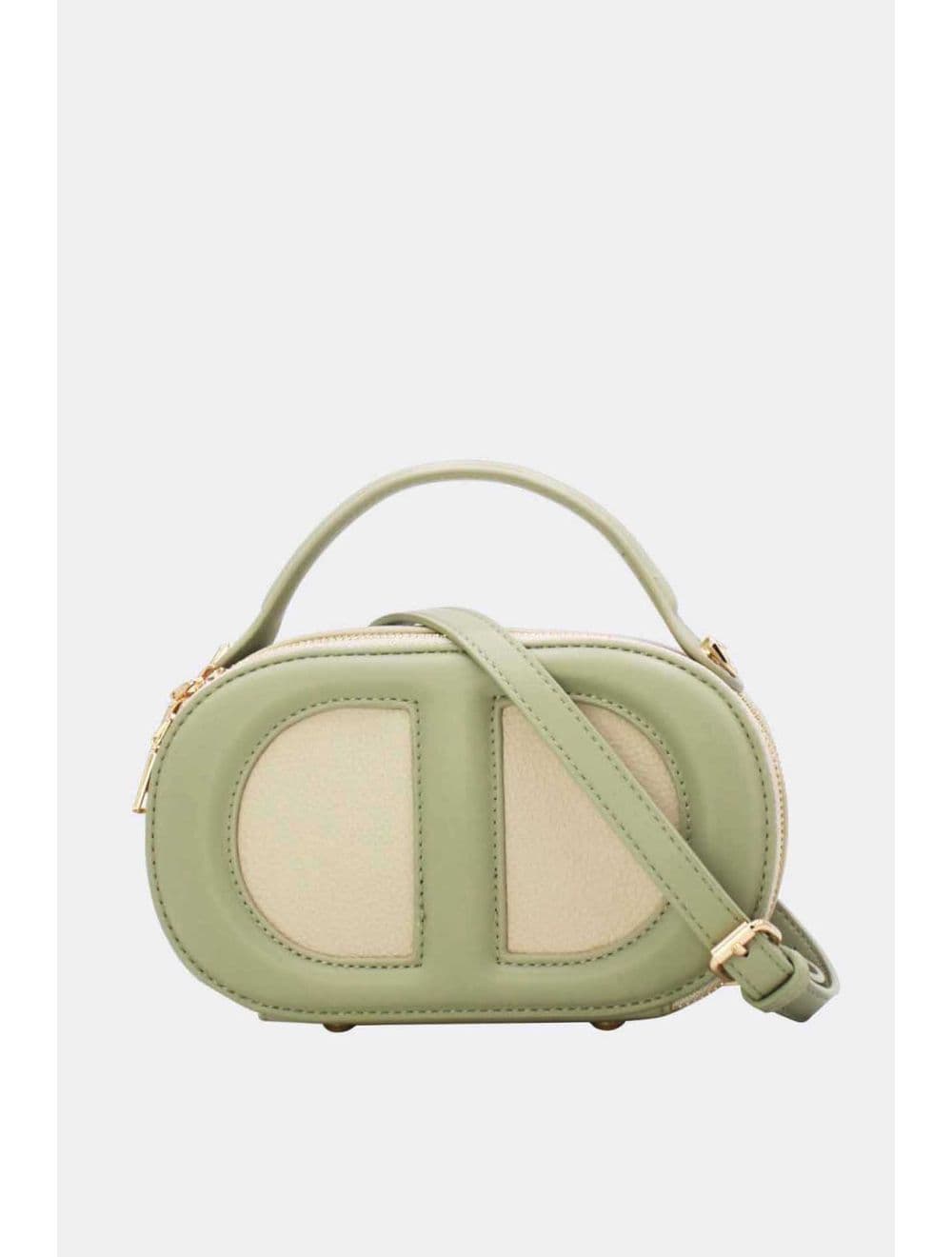Mini Sac à Main Boîte Effet Cuir Et Tissu RÉASSORT 24P-5998-Beige/L.Green